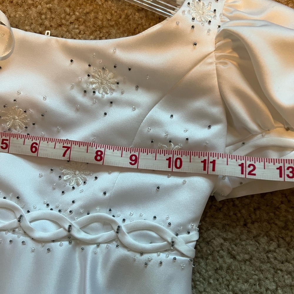 NWT Eden Bridal Flower Girl Dress Satin White Size 4 - Picture 10 of 12